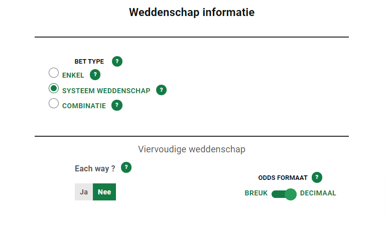 each way weddenschap
